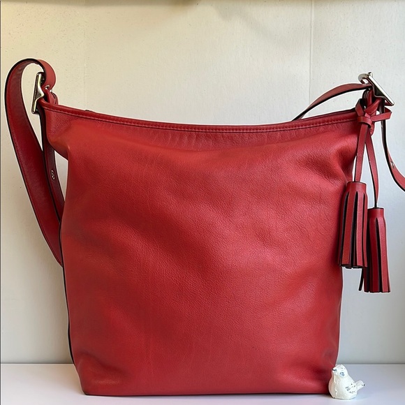 COACH Legacy Leather Duffle Bag In Coral Red - Picture 1 of 16